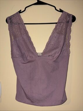 Free People Lavender Lace V-Neck Camisole